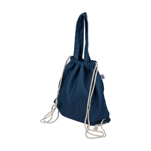 Recycelte Denim-Kordeltasche Dex - Rucksäcke mit Logo