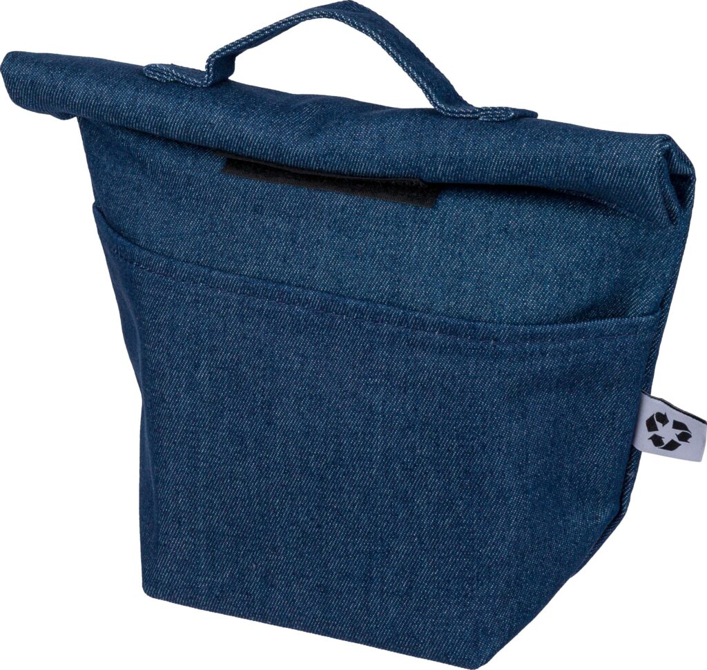 Recycelte Denim-Kühltasche mit Rollverschluss Mira - Kühltaschen mit Logo