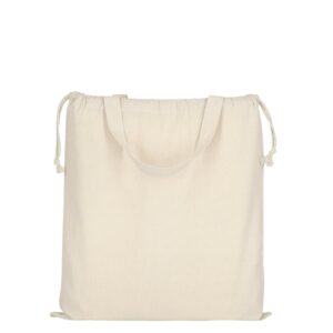 Baumwolltasche CLASSIC mit zwei kurzen Henkeln und doppeltem Kordelzug - Ansicht 3
