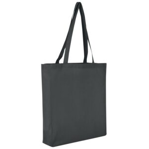 Baumwolltasche CLASSIC mit zwei langen Henkeln, Boden- und Seitenfalte, Farbe Anthrazit