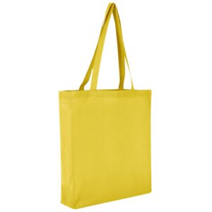 Baumwolltasche CLASSIC mit zwei langen Henkeln, Boden- und Seitenfalte, Farbe Gelb