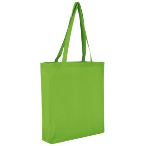 Baumwolltasche CLASSIC mit zwei langen Henkeln, Boden- und Seitenfalte, Farbe Hellgrün