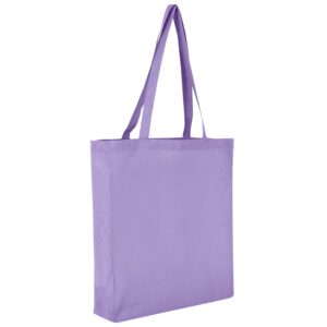 Baumwolltasche CLASSIC mit zwei langen Henkeln, Boden- und Seitenfalte, Farbe Lavendel