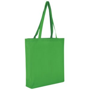 Baumwolltasche CLASSIC mit zwei langen Henkeln, Boden- und Seitenfalte, Farbe Maigrün