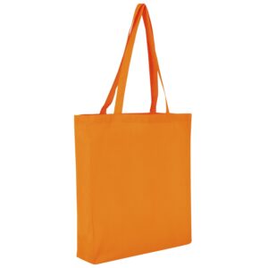 Baumwolltasche CLASSIC mit zwei langen Henkeln, Boden- und Seitenfalte, Farbe Mandarin