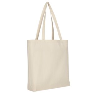 Baumwolltasche CLASSIC mit zwei langen Henkeln, Boden- und Seitenfalte, Farbe Natur