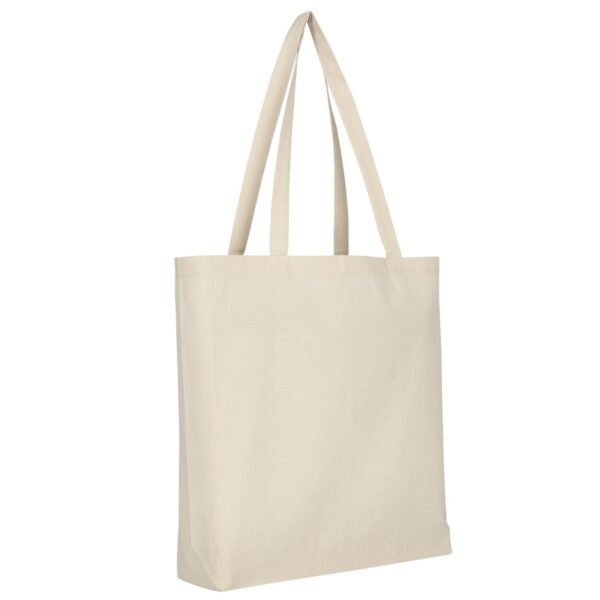 Baumwolltasche CLASSIC mit zwei langen Henkeln, Boden- und Seitenfalte, Farbe Natur