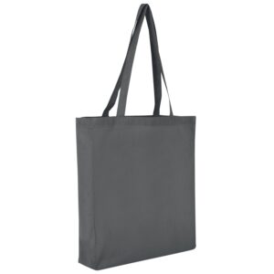 Baumwolltasche CLASSIC mit zwei langen Henkeln, Boden- und Seitenfalte, Farbe Stahlgrau