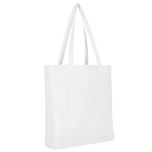 Baumwolltasche CLASSIC mit zwei langen Henkeln, Boden- und Seitenfalte, Farbe Weiß