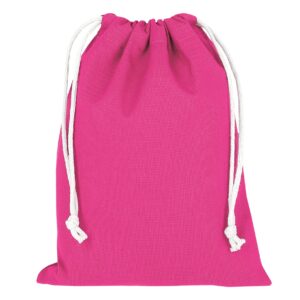Zuziehbeutel aus Baumwolle, 15 x 20 cm, Farbe Pink