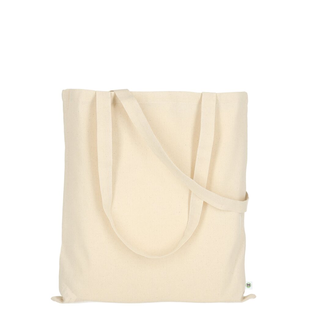 Tasche mit zwei langen Henkeln aus Organic-Baumwolle, Farbe Natur