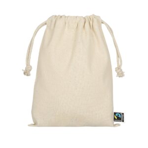 Zuziehbeutel aus Fairtrade-zertifizierter Baumwolle, 15 x 20 cm, Farbe Natur